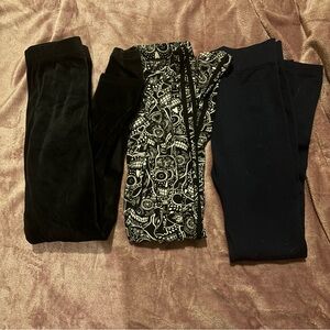 Bogo lot bundle deal! 3 pack leggings small velvet, skulls, navy. Tights pants